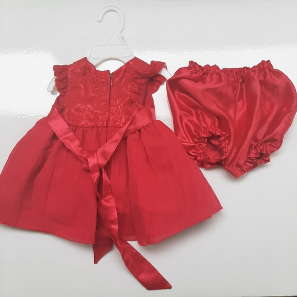 Princess Faith Red Belted Dress with Bow 3/6M - Picture 3 of 7